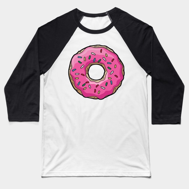 Pink Donut - Digital Drawing - Color Drawing Baseball T-Shirt by euror-design